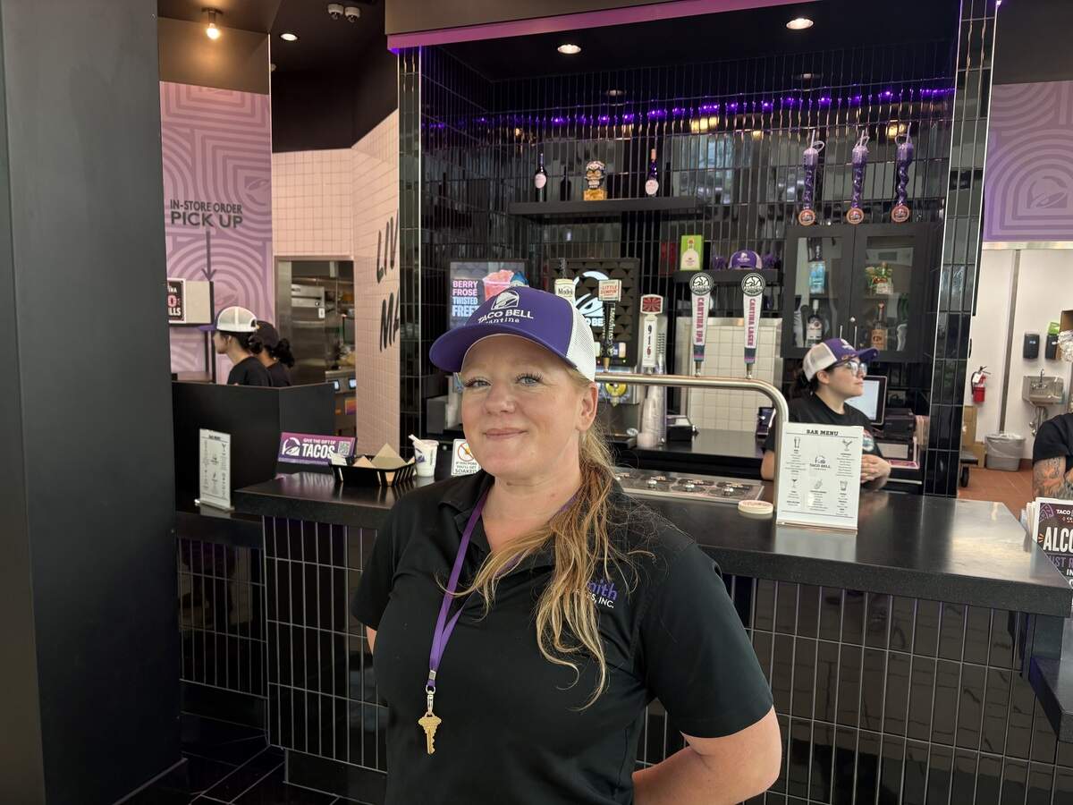 Charla Roderick works with Taco Bell and is helping the new Arden Fair Mall location set up on Saturday.